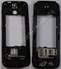 Unterschale schwarz Nokia 5630 Xpress Music original Mittelcover black, Gehuserahmen mit Blitzlicht LED, Speicherkartenabdeckung