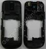 Unterschale schwarz, Geh�userahmen Nokia Asha 203 original D-Cover black, Geh�usetr�ger mit Freisprechlautsprecher, Headsetbuchse Headsetkonnektor, Kamerascheibe Kameralinse, Ladebuchse