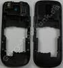 Unterschale dunkelgrau, Geh�userahmen Nokia Asha 203 original D-Cover dark grey, Geh�usetr�ger mit Freisprechlautsprecher, Headsetbuchse Headsetkonnektor, Kamerascheibe Kameralinse, Ladebuchse