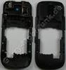 Unterschale schwarz, Geh�userahmen Nokia Asha 202 original D-Cover black, Geh�usetr�ger mit Freisprechlautsprecher, Headsetbuchse Headsetkonnektor, Kamerascheibe Kameralinse, Ladebuchse
