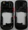 Unterschale dunkelrot, Geh�userahmen Nokia Asha 202 original D-Cover darkred, Geh�usetr�ger mit Freisprechlautsprecher, Headsetbuchse Headsetkonnektor, Kamerascheibe Kameralinse, Ladebuchse